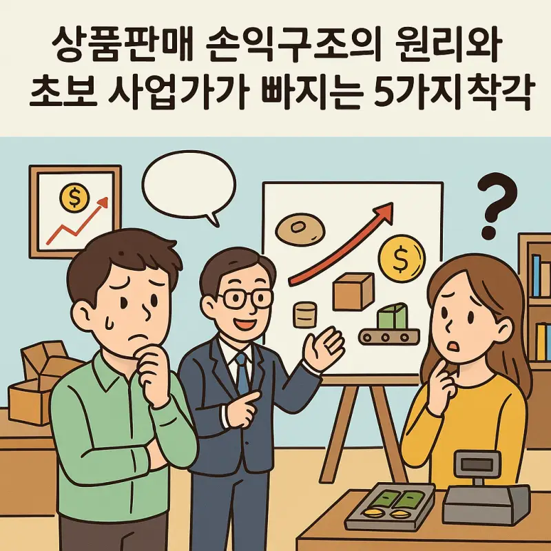 상품판매 손익구조의 원리와 초보 사업가들이 자주 범하는 실수들을 설명하는 비즈니스 인포그래픽