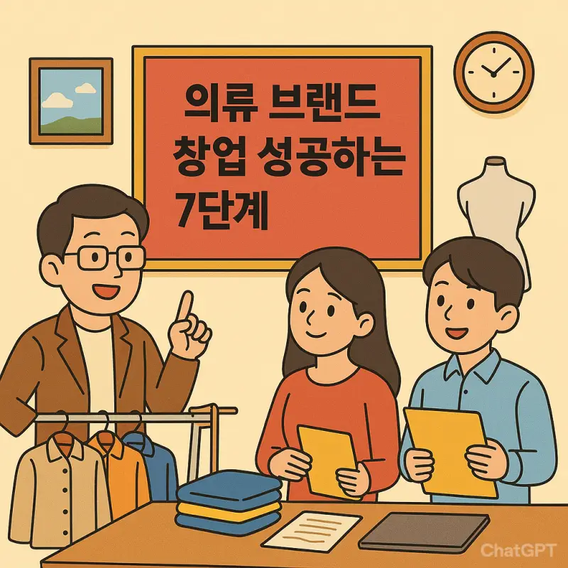 의류 브랜드 창업 성공을 위한 7단계 완벽 가이드를 설명하는 비즈니스 콘텐츠 썸네일