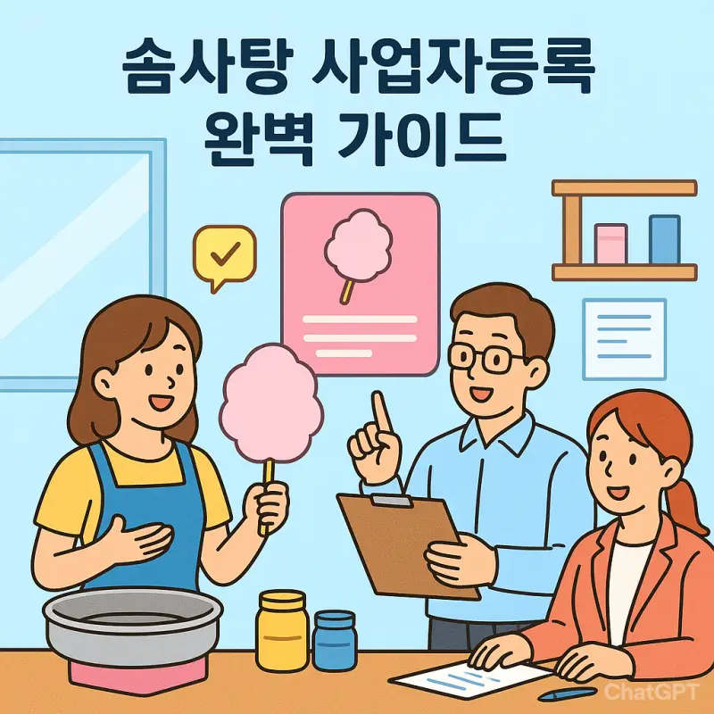 솜사탕 사업자등록을 위한 서류와 업종코드 정보를 정리한 창업 가이드 이미지