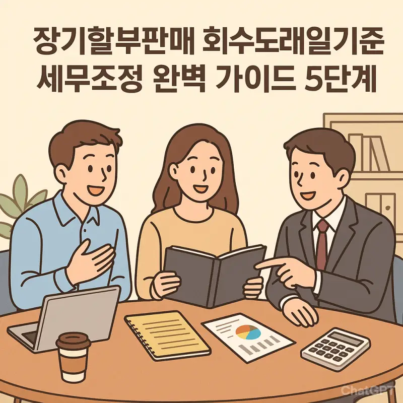 장기할부판매 회수도래일기준 세무조정 절차를 설명하는 회계 업무 가이드 이미지