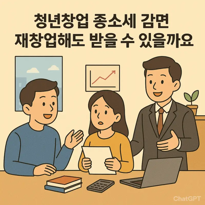 청년창업 종소세 감면 혜택과 재창업 시 수혜 가능성을 설명하는 세무 정보 썸네일