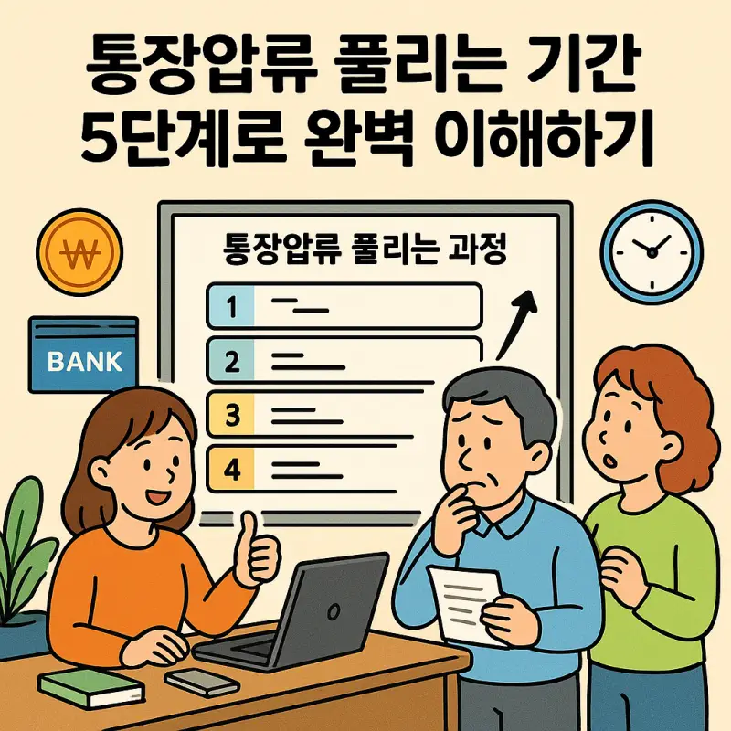 통장압류 풀리는 기간을 5단계로 나누어 설명하는 법률 정보 안내 썸네일