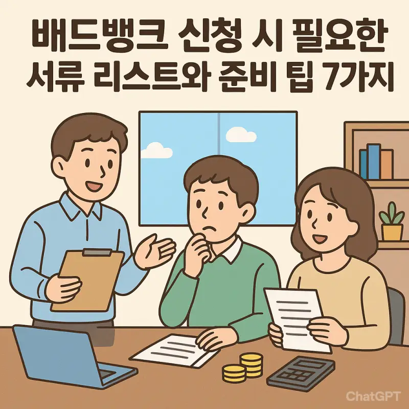 배드뱅크 신청 시 필요한 서류 목록과 준비 방법을 안내하는 금융 정보 이미지