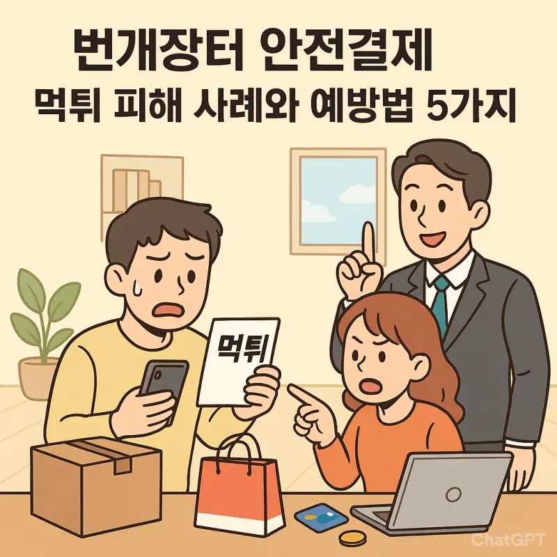 번개장터 안전결제 먹튀 피해 사례를 보여주는 중고거래 사기 예방 가이드 썸네일