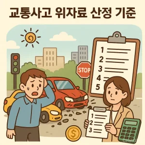 교통사고 위자료 산정 기준표를 5가지 항목으로 정리한 법률 정보 썸네일
