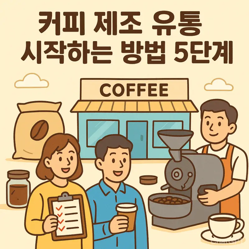 커피 제조 유통 과정을 단계별로 안내하는 인포그래픽 썸네일