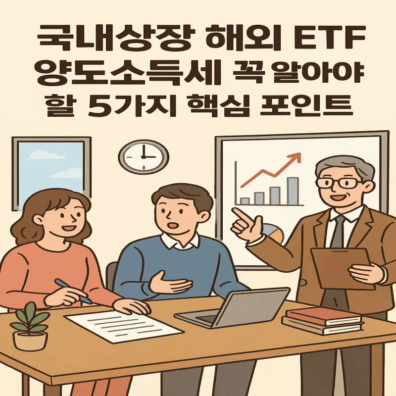 국내상장 해외 etf 양도소득세 과세 기준과 절세 전략을 설명하는 금융 정보 썸네일