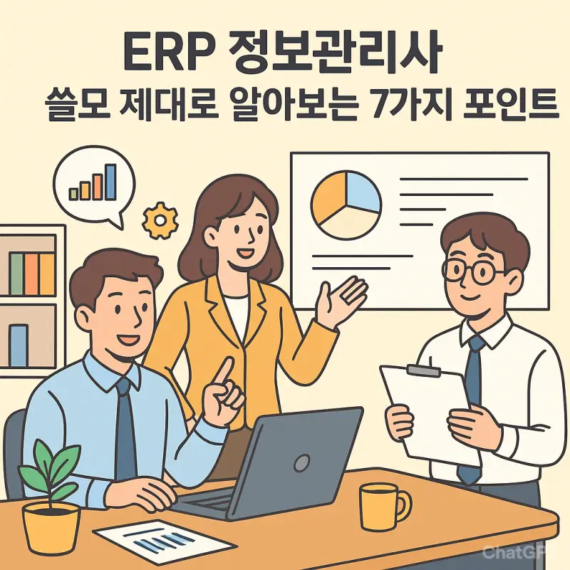 ERP 정보관리사 쓸모를 7가지 관점에서 분석한 정보 인포그래픽