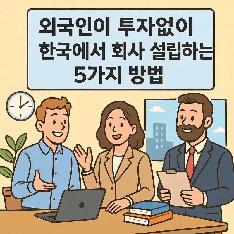 외국인이 투자없이 한국에서 회사를 설립하는 방법을 안내하는 창업 정보 썸네일
