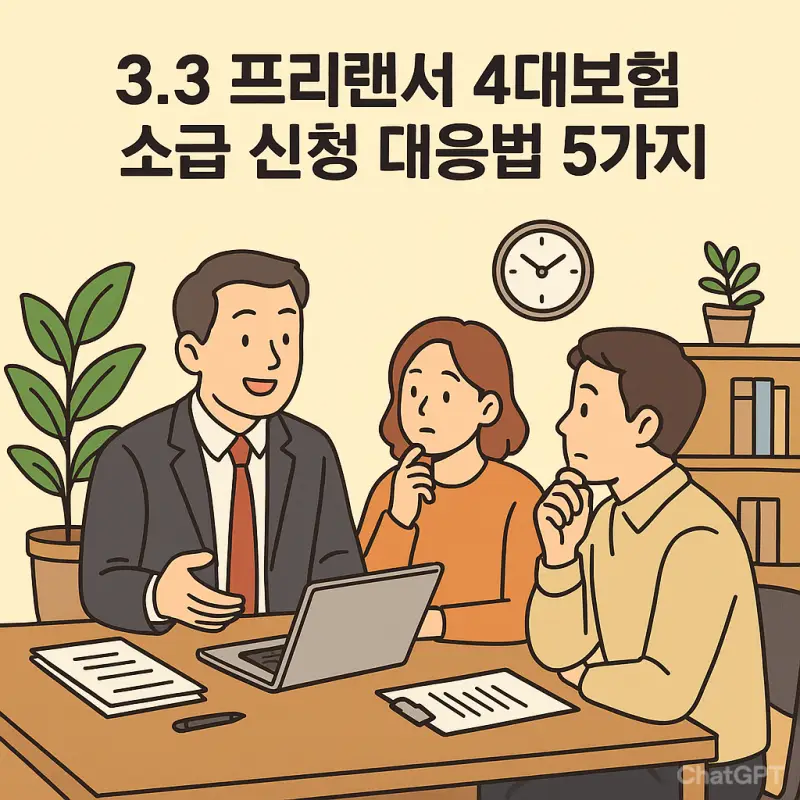 3.3 프리랜서 4대보험 소급 신청 시 대응 방법을 안내하는 인포그래픽