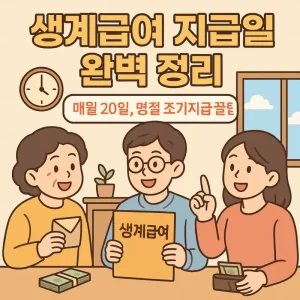 생계급여 지급일과 명절 조기지급 일정을 안내하는 복지 정보 썸네일