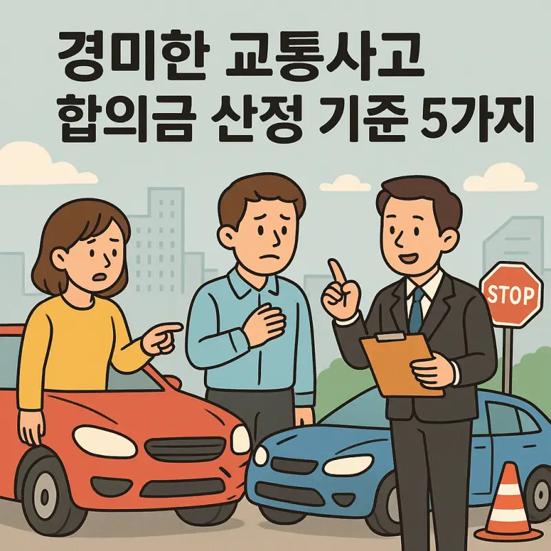 경미한 교통사고 합의금 산정 기준을 설명하는 인포그래픽 썸네일