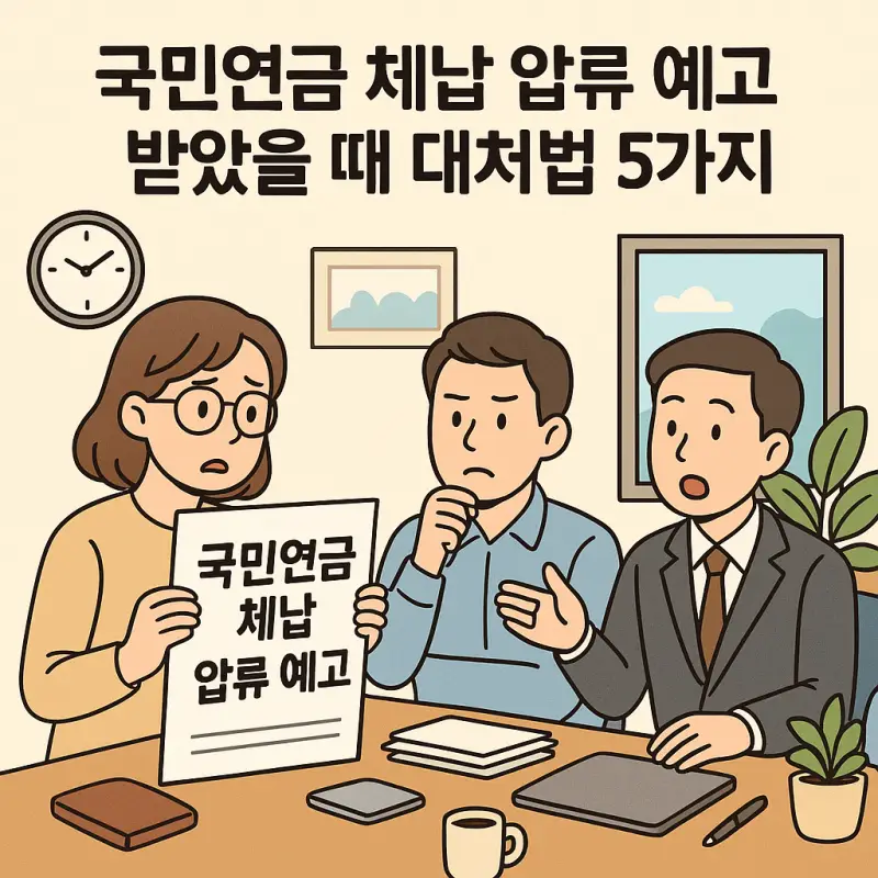 국민연금 체납 압류 예고 통지 후 취할 수 있는 대응 방법을 안내하는 사회보장 정보 썸네일