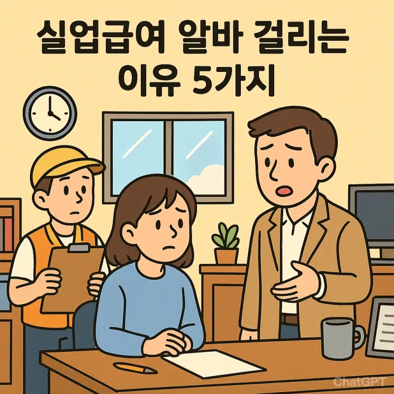 실업급여 알바 걸리는 이유를 설명하는 5가지 핵심 사항을 정리한 인포그래픽
