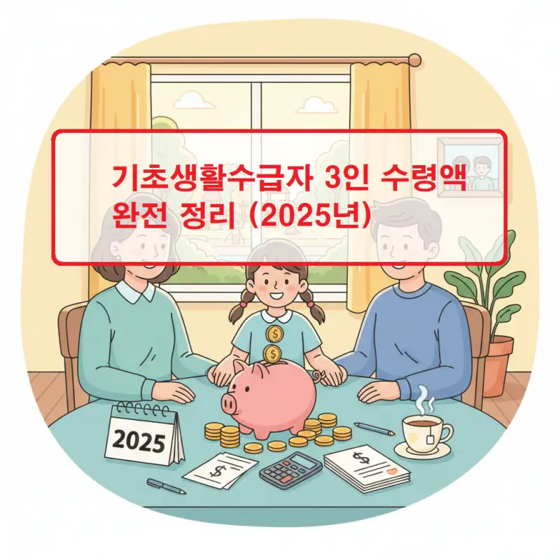 기초생활수급자 3인 수령액 기준과 지원 내역을 정리한 2025년 복지 정보 썸네일