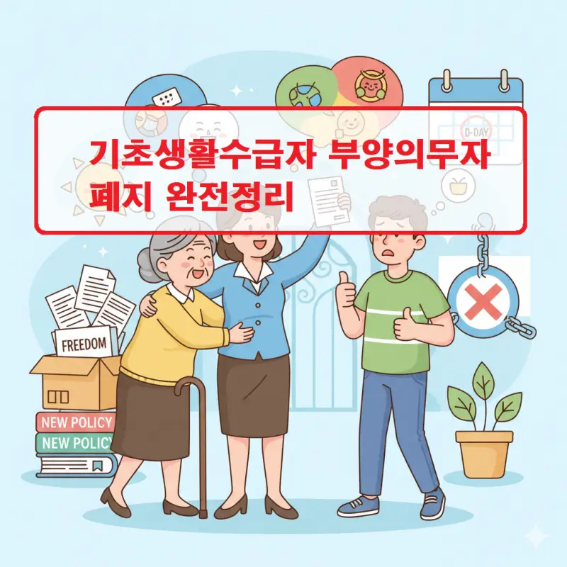 기초생활수급자 부양의무자 폐지 제도의 변경 내용과 신청 방법을 안내하는 복지 정보 썸네일