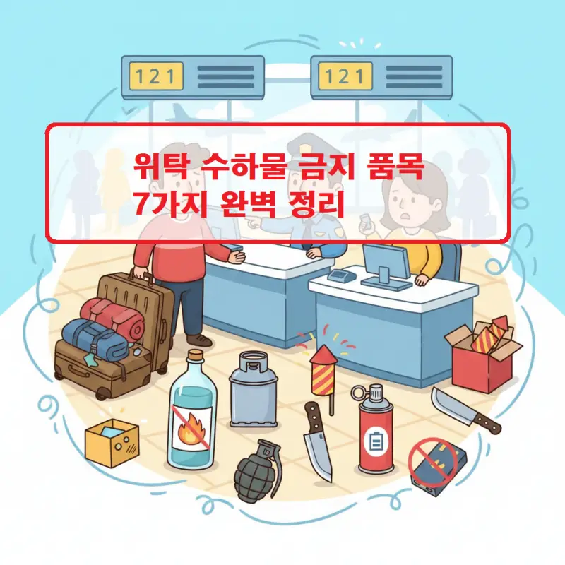 위탁 수하물 금지 품목 7가지를 안내하는 여행 정보 썸네일