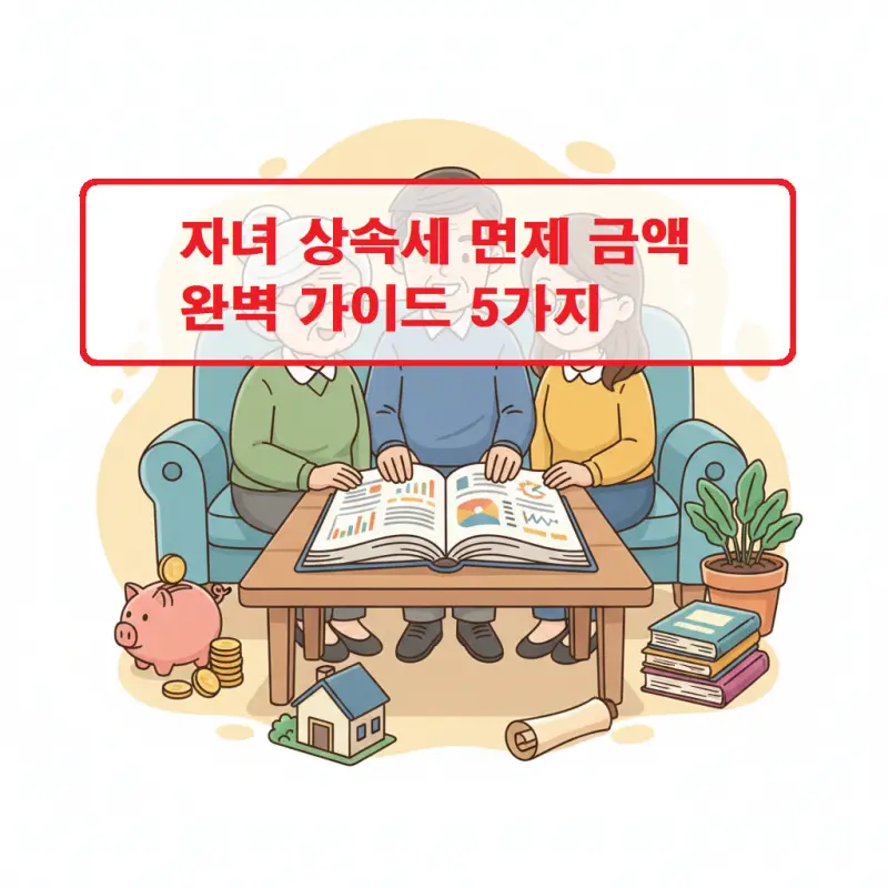 자녀 상속세 면제 금액과 공제 항목을 설명하는 세무 정보 썸네일