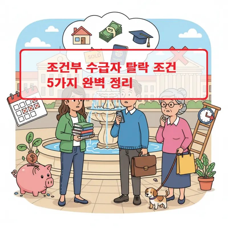 조건부 수급자 탈락 조건 5가지를 정리한 복지 정보 인포그래픽 썸네일