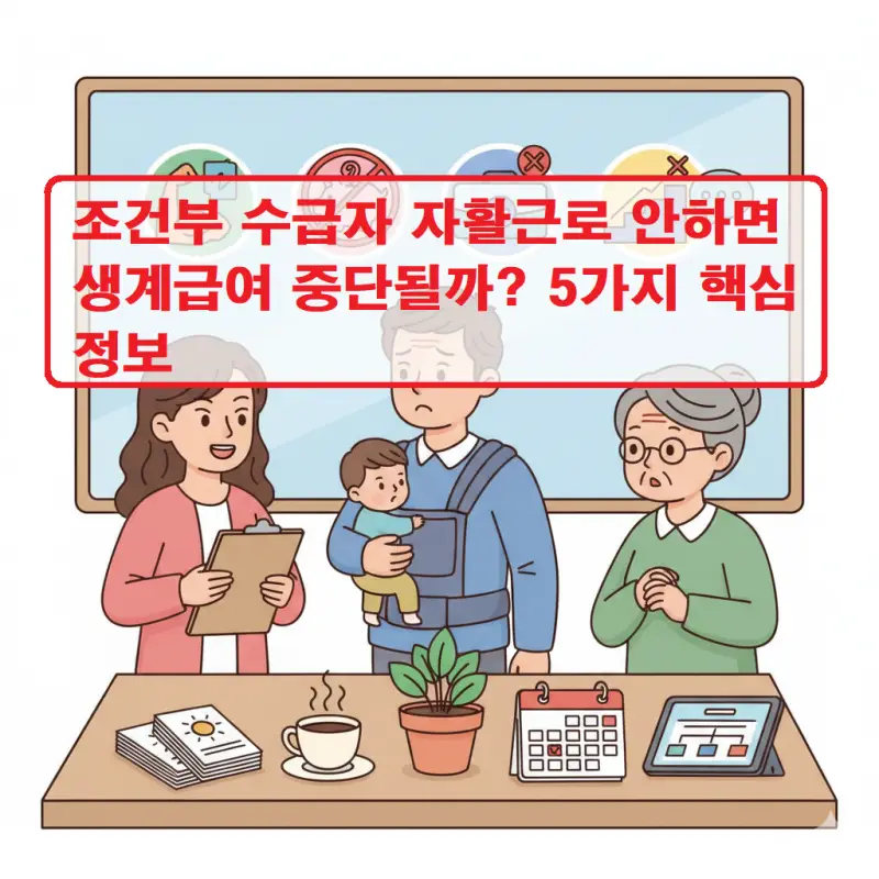 조건부 수급자 자활근로 안하면 생계급여 중단 여부를 설명하는 복지 정보 썸네일 이미지
