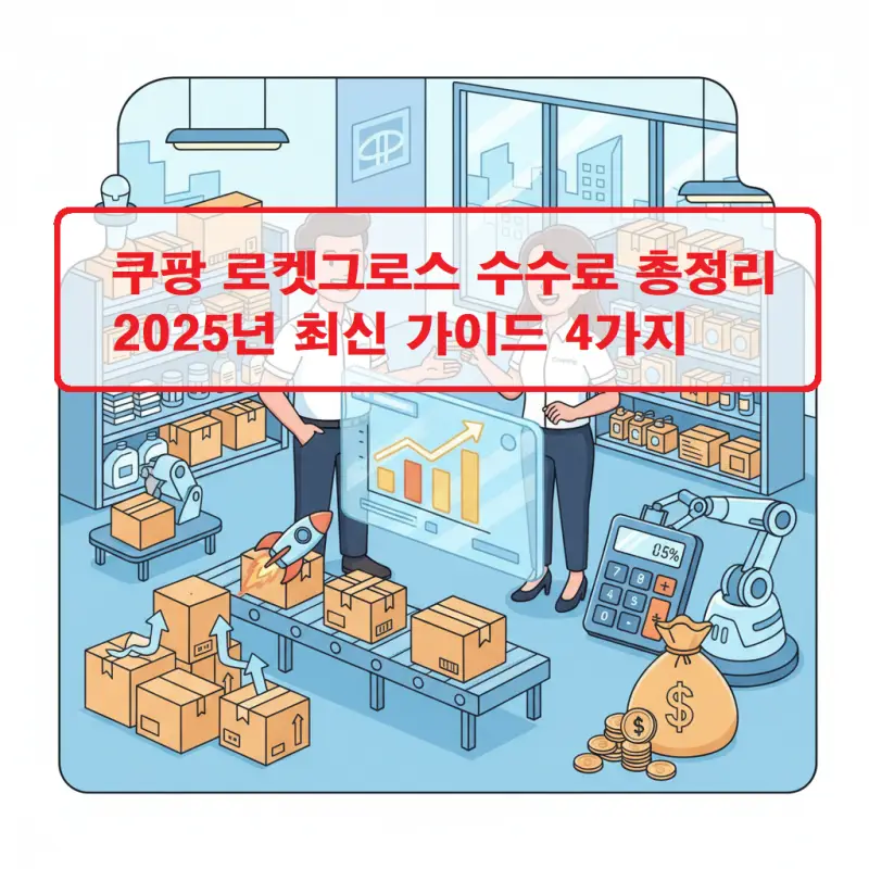 쿠팡 로켓그로스 수수료 구조와 판매 수수료율을 한눈에 보여주는 인포그래픽 이미지