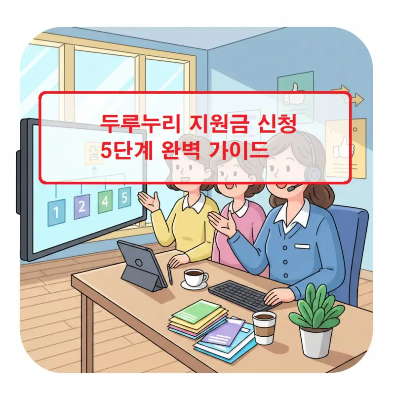 두루누리 지원금 신청 방법과 절차를 5단계로 안내하는 썸네일 이미지