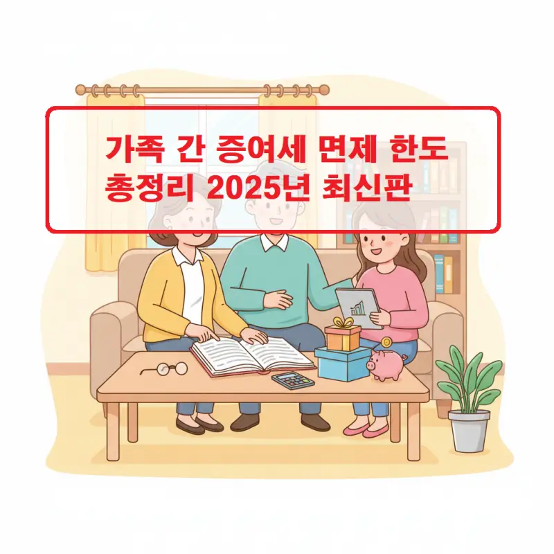 가족 간 증여세 면제 한도와 2025년 개정 내용을 정리한 세금 정보 썸네일