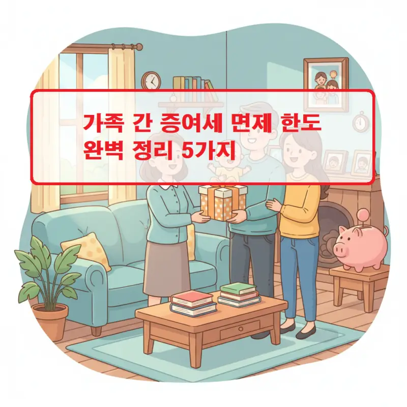 가족 간 증여세 면제 한도를 정리한 인포그래픽으로 부모자녀 배우자 간 증여 한도액을 시각적으로 설명