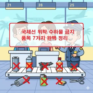 국제선 위탁 수하물 금지 품목 7가지를 안내하는 여행 정보 썸네일