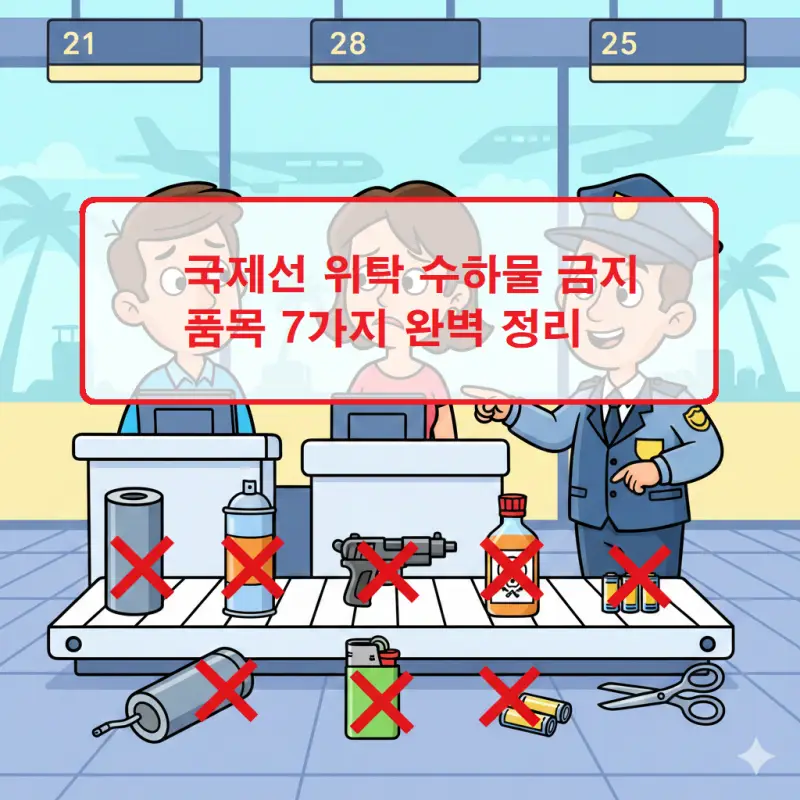 국제선 위탁 수하물 금지 품목 7가지를 안내하는 여행 정보 썸네일