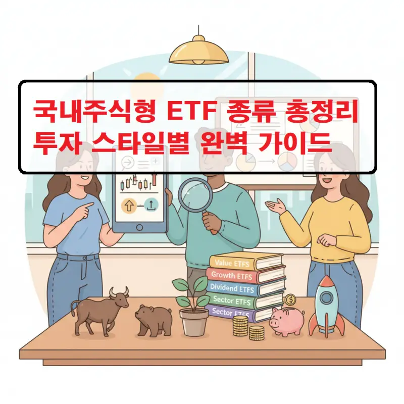 국내주식형 ETF 종류를 투자 스타일별로 분류하여 설명하는 투자 가이드 썸네일