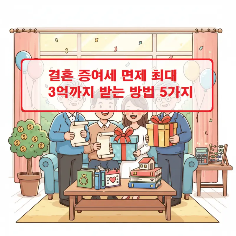 결혼 증여세 면제 한도와 최대 3억까지 받는 방법을 안내하는 세무 정보 썸네일