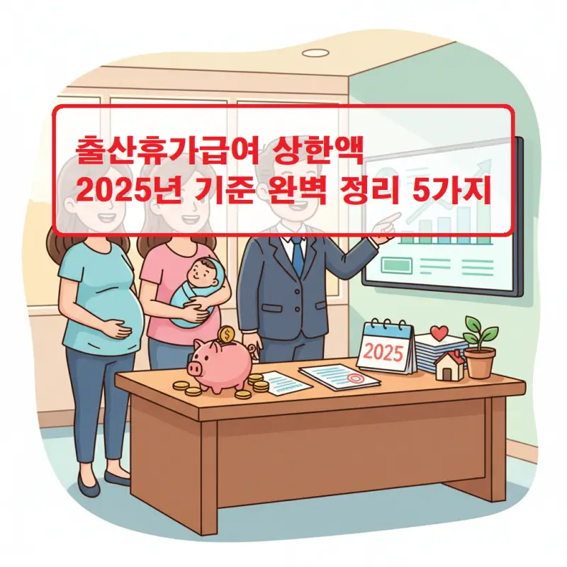 출산휴가급여 상한액 기준과 지급액 계산 방법을 안내하는 정보 이미지