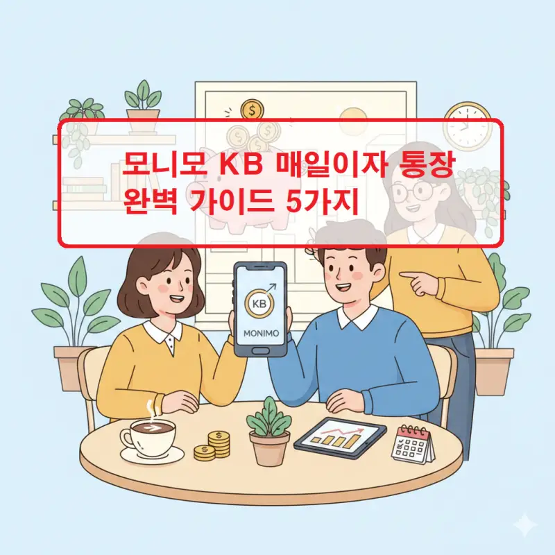 모니모 KB 매일이자 통장의 주요 특징과 혜택을 설명하는 금융 정보 썸네일