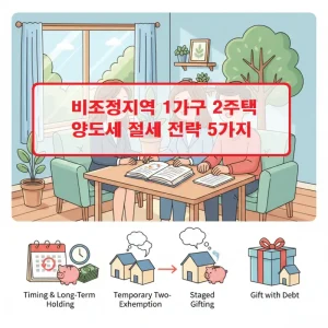 비조정지역 1가구 2주택 양도세 절세 방법을 안내하는 부동산 세금 정보 썸네일