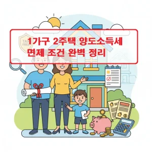 1가구 2주택 양도소득세 면제 조건을 정리한 부동산 세금 안내 썸네일