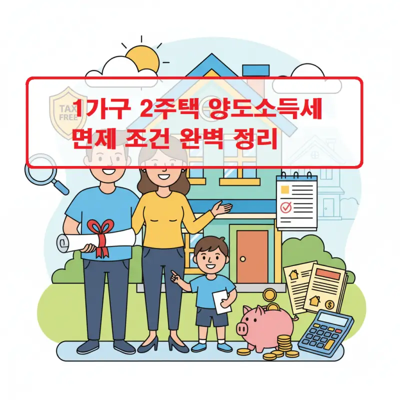 1가구 2주택 양도소득세 면제 조건을 정리한 부동산 세금 안내 썸네일