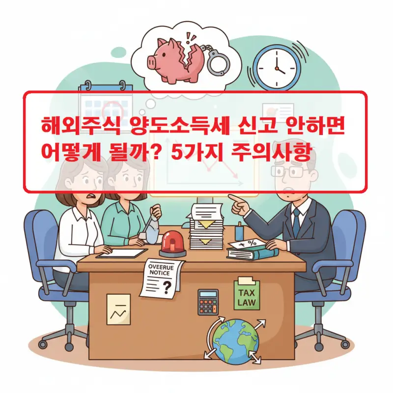 해외주식 양도소득세 신고 안하면 발생하는 불이익과 주의사항을 안내하는 썸네일