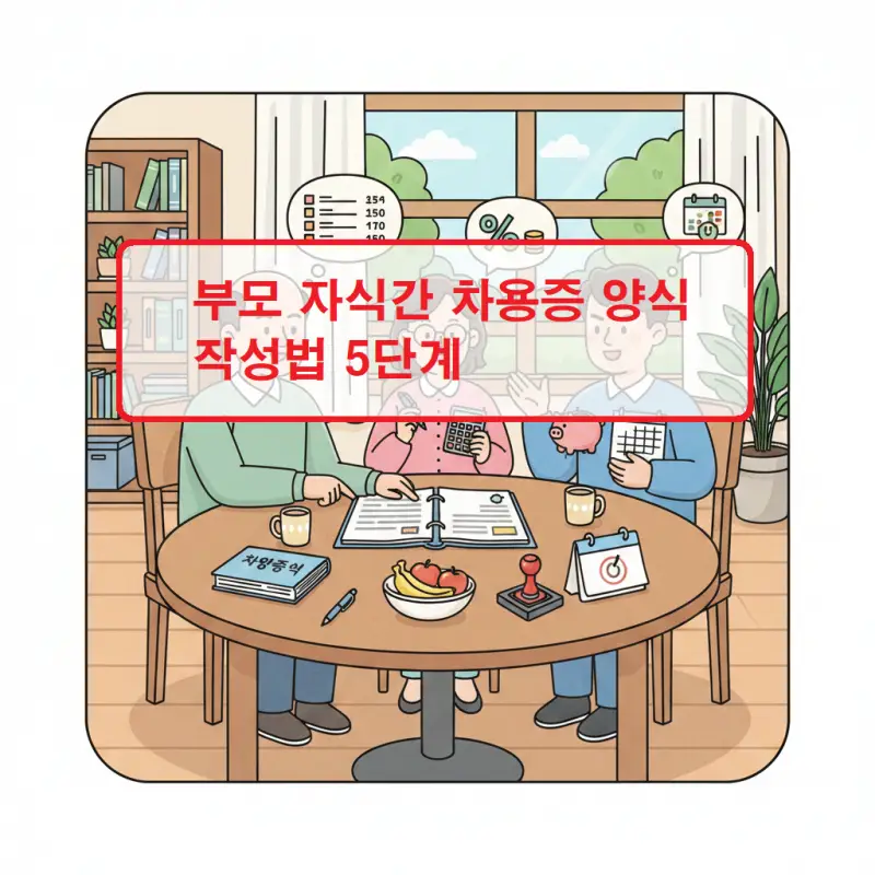 부모 자식간 차용증 양식 작성 방법과 필수 항목을 설명하는 법률 정보 썸네일