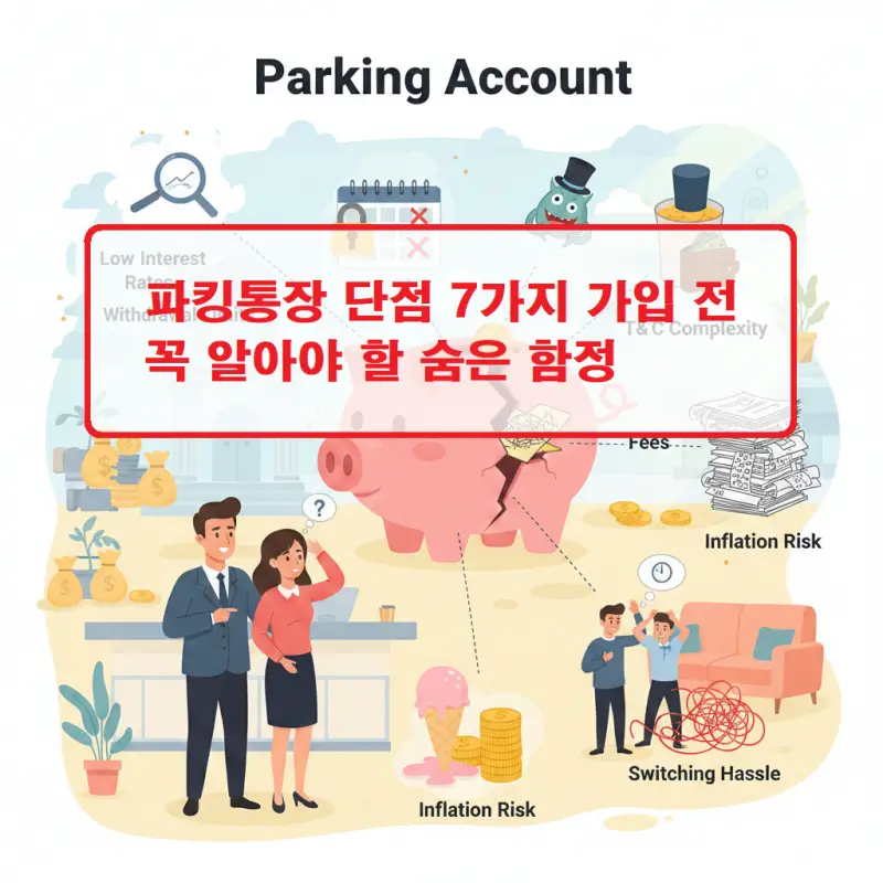 파킹통장 단점을 설명하는 금융 정보 썸네일 이미지