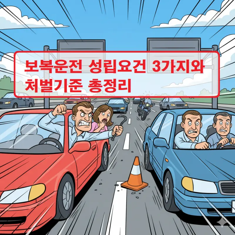 보복운전 성립요건 3가지와 법적 처벌 기준을 설명하는 교통법규 안내 썸네일