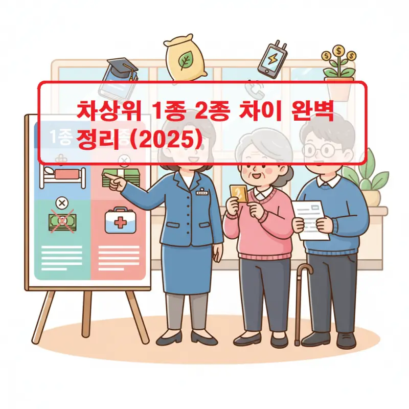 차상위 1종 2종 차이와 각 유형별 지원 혜택을 비교하는 복지 정보 썸네일