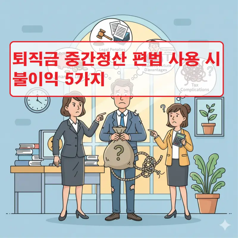 퇴직금 중간정산 편법 사용 시 발생하는 5가지 불이익을 설명하는 정보 썸네일