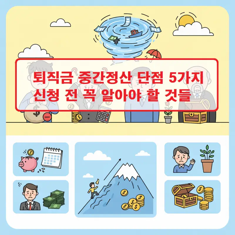 퇴직금 중간정산 단점 5가지를 정리한 재무 가이드 인포그래픽 썸네일