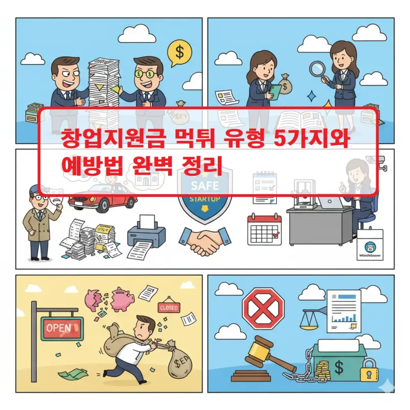 창업지원금 먹튀 유형과 예방법을 안내하는 정보성 썸네일 이미지