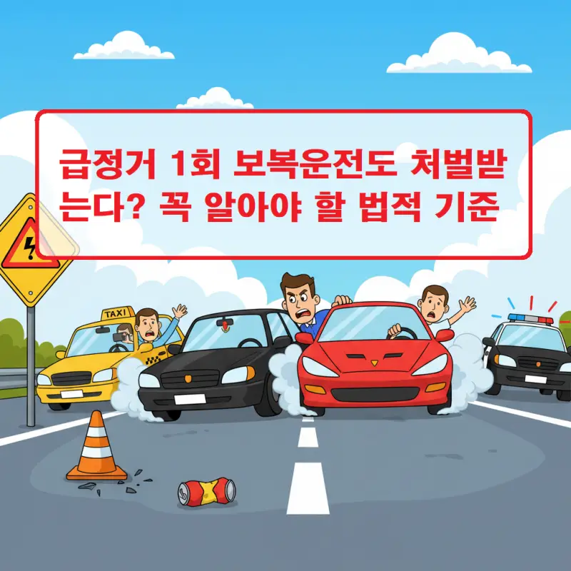 급정거 1회 보복운전의 처벌 기준을 설명하는 교통법규 안내 썸네일 이미지