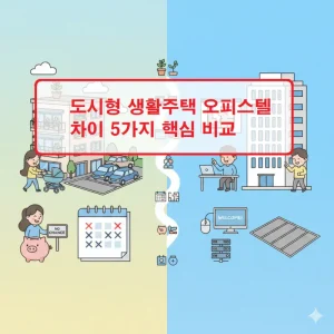 도시형 생활주택 오피스텔 차이를 5가지 항목으로 비교 분석한 인포그래픽 이미지