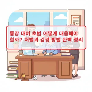 통장 대여 초범 처벌 수위와 감경 방법을 안내하는 법률 정보 이미지