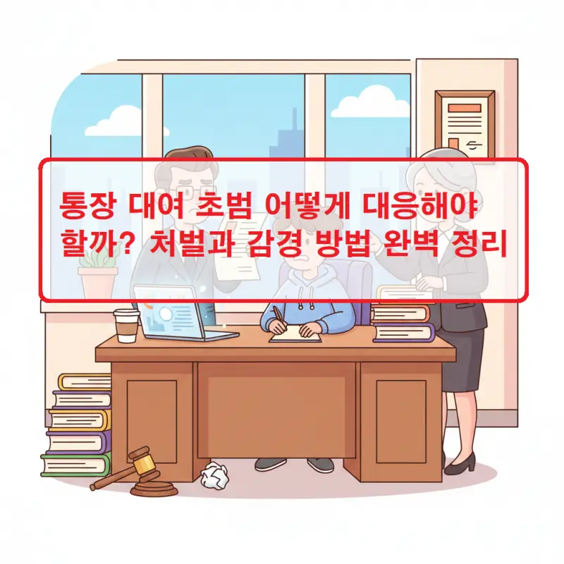 통장 대여 초범 처벌 수위와 감경 방법을 안내하는 법률 정보 이미지