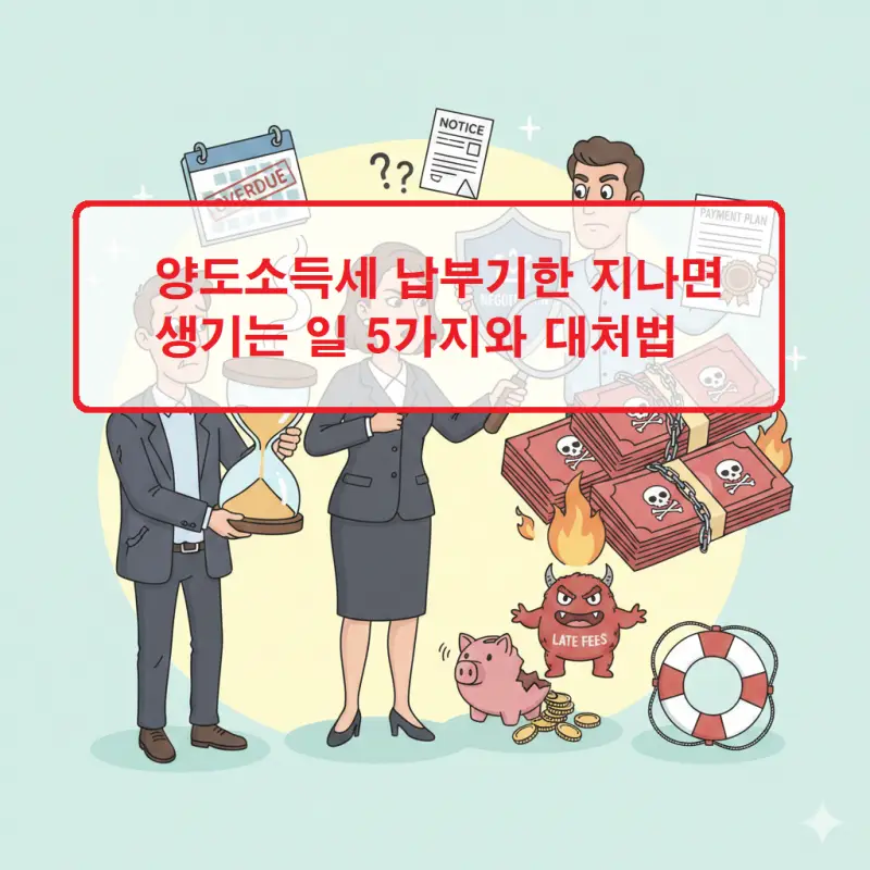 양도소득세 납부기한 지나면 발생하는 가산세와 불이익을 설명하는 세금 안내 썸네일